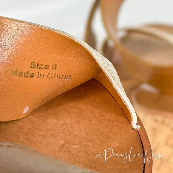 Dolce Vita Two Tone Strap Wedge Sandal Size 9 Cream/Tan - Picture 5 of 7